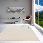 Hand-Tufted 100% Wool Area Rug – Unique Modern Geometric Grid Pattern, Soft Plush Textured Carpet for Living Room, Bedroom, Dining Room & Entryway (Beige, 5' Round)