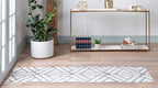 Rugs.com Lattice Trellis Collection Rug – 6 Ft Runner White Low-Pile Rug Perfect for Hallways, Entryways