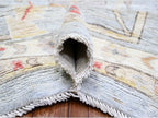 Steel Gray Pure Wool Hand Knotted Afghan Angora Oushak with All Over Pattern Natural Dyes Squarish Oriental Rug (11'9"x14')
