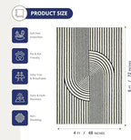 Abani Nuevo Collection Area Rug - Mid-Century Black and White Arch Knot Design - 2' x 3' - for Living Room, Bedroom & Office