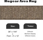 HUGEAR 3x12 Runner Rug Machine Washable Brown Hallway Area Rug Indoor Accent Rug Floral Low Pile Carpet Soft Throw Rug Bedroom Living Room Office Dining Room Kitchen Laundry Room Non Slip