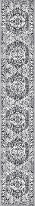 KOZYFLY Runners for Hallways 3x16 Ft Extra Long Washable Kitchen Thin Runner Rug Boho Runner Rug for Entryway Indoor Printed Faux Wool Stair Floor Carpet for Stair Kitchen Hall, Grey