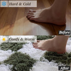 4x6 Area Rugs for Living Room Bedroom, Soft Fluffy Shaggy Bedside Rug, Indoor Floor Carpet for Kids Playroom, Dorms, Nursery Rooms, Home Decor (Olive Green & White 4'x6')