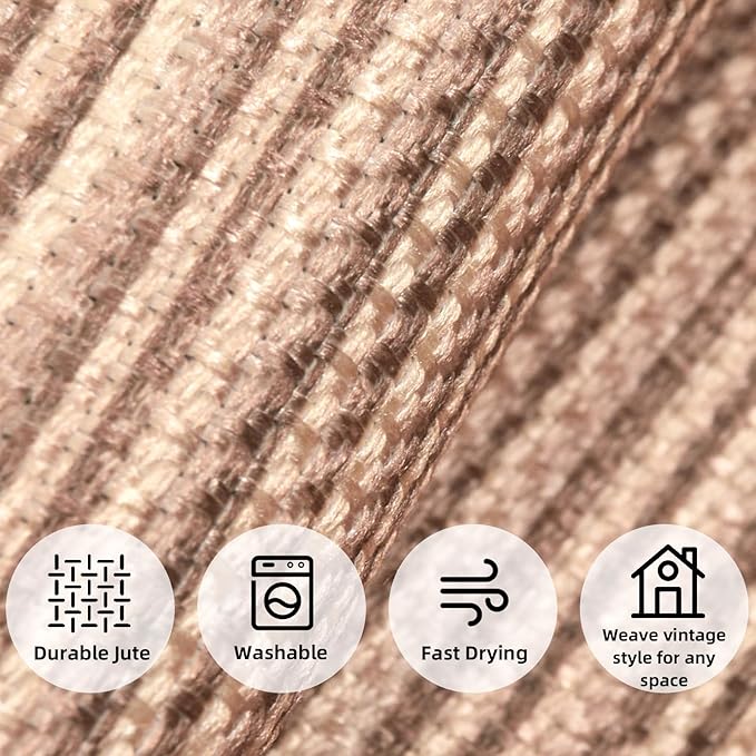 ILANGO Jute Area Rugs for Outdoor, Patio Woven Washable Rugs 5'x7', Natural Farmhouse Rugs for High Traffice Areas, Non Slip Carpet with Rubber Backing for Patio Backyard Balcony Porch