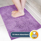 Muddy Mat® AS-SEEN-ON-TV Highly Absorbent Microfiber Door Mat and Pet Rug, Non Slip Thick Washable Area and Bath Mat Soft Chenille for Kitchen Bathroom Bedroom Indoor and Outdoor - Purple 24" x 96"