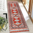Moroccan Trellis Hallway Runner Rug Non-Slip Washable Geometric Standing Mats Anti-Fatigue Long Farmhouse Kitchen Mat Soft Low-Pile Distressed Area Rugs for Bathroom,Bedroom,Laundry 2' X 3'