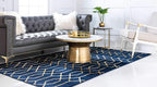 Unique Loom Marilyn Monroe Glam Collection Area Rug - Trellis (4' 1' x 6' 1' Rectangle, Navy Blue Gold/ Gold)