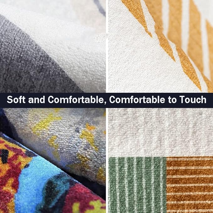 Cartoon Animal Pattern Area Rug Cute Cat Luxury Floral Decor for Carpet Farmhouse Bedroom Living Room Rugs Bathroom Kitchen Runner Mat Indoor Outdoor Non Slip Doormat 2' X 5.2'