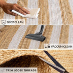 HOMEMONDE Scallop Jute Rug - 5'x8' Natural Fiber Boho Farmhouse Style Décor - Handmade Rustic Vintage Braided Area Rug for Bedroom, Living Room, Dining Area, Kitchen
