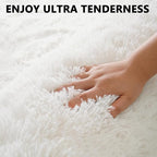 Beglad Fluffy Large Area Rugs 8x10 Feet, Modern Minimalist Style Shag Fuzzy Rugs, Non-Slip Indoor Carpet Soft Rugs for Kids Room, Bedroom & Living Room, Cream White