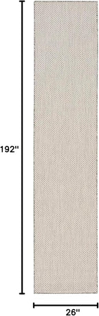 Nourison Home Courtyard Ivory Silver 2'2" x 16' Area Rug - Easy Clean, Non Shedding, Bed Room, Living Room, Dining Room, Kitchen (16' Runner)