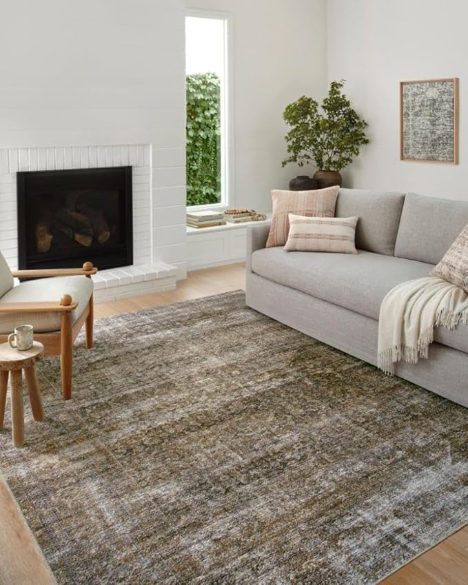 Loloi Amber Lewis Billie Collection, Tobacco & Rust 10'-0" x 14'-0" Area Rug Antique & Distressed Accent Rugs for Living Room, Bedroom, Entryway & Hallway, No Shed High Traffic Area Home Decor Rug