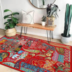 Vintage Boho Area Rugs Multicolor Ethnic Style Geometric Splicing Carpets Bedroom Living Room Kitchen Floor Mats Indoor Outdoor Non-Shedding Runner Rug Home Décor Carpet 4.5' X 6.5'