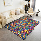 Vintage Mandala Large Area Rug 5x7 Bohemian Style Watercolor Flowers Living Room Rug | Boho Floral Rugs for Bedroom, Victorian Decor Antique Damask Carpet Indoor Floor Mat