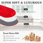Soft Fluffy Area Rug for Bedroom, Red Fuzzy Shaggy Oval Throw Rugs for Bedside, Non-Slip Cozy Plush Shag Carpet for Kids Room Dorm Nursery Living Room, 2.6 x 5.3 Feet