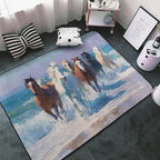 Horse Run Gallop in Waves Ocean Area Rug Washable Outdoor Rugs Anti-Slip Soft Carpet Entryway Indoor Door Mat for Bedroom,Living Room,Porch,Terrace and Entrance Decor 6'x 4'