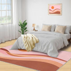 Boho Sun Runner Rugs 3x6ft, Minimalist Sunburst Bedside Rug, Abstraction Deco Laundry Rug with Non Slip Backing for Bedroom Kitchen Sink Front Door Entryway Indoor