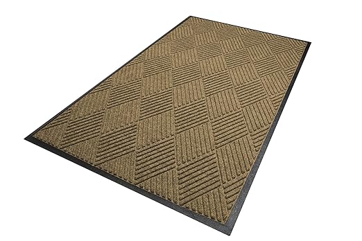 WaterHog Diamond | Commercial-Grade Entrance Mat with Rubber Border – Indoor/Outdoor, Quick Drying, Stain Resistant Door Mat (Camel, 3' x 6')