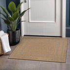 Beverly Rug Easy Jute Framed Border Entry Rug 2x3 Washable Durable Indoor Outdoor Area Rugs for Living Room Patio Office Stain Resistant Non Shedding Casual Indoor Outside Carpet 2 x 3 Natural