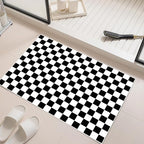 Checkered Rug 2x3 Black and White Rug Modern Entryway Indoor Small Carpet Washable Checkered Bathroom Mat Low-Pile Non-Slip Floor Carpet for Bedroom Kitchen Entryway (Black and White, 2x3ft)