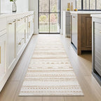 2x10 Runner Rug Machine Washable Non Slip Area Rug Distressed Neutral Moroccan Boho Rug Ultra Soft Floor Runners for Hallways for Entryway Laundry Room Kitchen, Brown