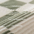 Revival Rugs Gambit 6'7"x9' Checkered Rug Washable Area Rug for Living Room Bedroom - 100% Recycled Oeko-TEX Certified, Medium Pile, Green, Beige