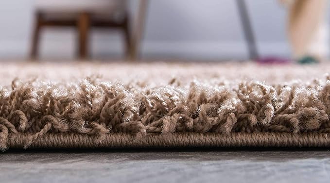 Unique Loom Solid Shag Collection Area Rug (2' 6" x 13' 1" Runner, Sandy Brown)