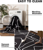 YIHOUSE Modern Washable Area Rug for Living Room Bedroom - Large Abstract Black and White Rug Non-Slip Ultra-Thin Home Decor (Dark Abstract, 6'x9'ft)