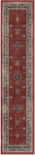 RUGGABLE Washable Vintage Runner Rug – Verena Amber Red 2.5x12, Stain-Resistant, Non-Slip Hallway Runner – Machine Washable Rug for Hallway, Entryway, Living Room & Kitchen–with Standard Pad