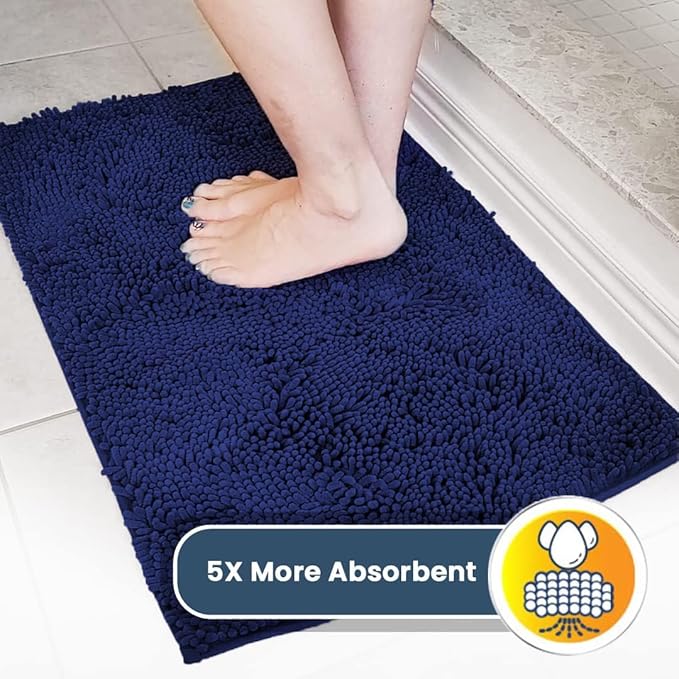 Muddy Mat® Original Dog Door Mat for Muddy Paws, Super Absorbent Microfiber, Non-Slip Washable Pet Rug, Quick Dry Chenille Entryway Carpet, Machine Washable Indoor Outdoor mat, Navy Blue 24"x96"