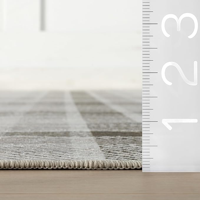 Dash & Albert Andri Plaid Black Machine Washable Rug, 5 X 8 Feet, Black/White Plaid Pattern