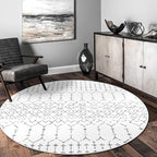 Lahome Moroccan Round Area Rug - 5Ft Machine Washable Soft Round Bedroom Rugs Non-Slip Throw Round Rugs for Living Room, Modern Geometric Print Low-Pile Circle Rugs for Office Dining Room Classroom