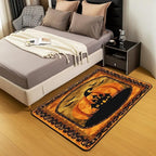 Halloween Pumpkin 3 x 5 Area Rug Spooky Haunted House Rugs for Living Room | Vintage Gothic Washable Rug, Castle Silhouette Carpet Indoor Floor Mat,Bats Halloween Decoration