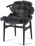 Sheepskin Long Hair 2x3 ft | Bedside Rugs for bedrooms, Sofa, Chair or The Dining Table | Each Sheepskin Rug is Unique and Created by Nature | Small Fluffy Rug in Color Dark Grey