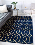 Unique Loom Marilyn Monroe Glam Collection Area Rug - Trellis (4' 1' x 6' 1' Rectangle, Navy Blue Gold/ Gold)