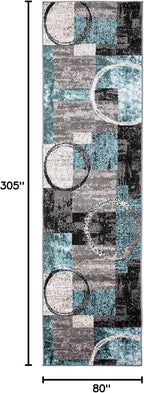 Rugshop Contemporary Circle Design Runner Rug, Carpet with Jute Backing for Hallway, Entryway, or Kitchen, Gray, 2'7" x 10'