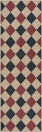 Lahome Christmas Runner Rug, 2x8 Christmas Kitchen Decor Checkered Non Slip Entryway Runner Rug, Checkerboard Red and Black Indoor Outdoor Xmas Decorations for Hallway 8ft Entry Bathroom