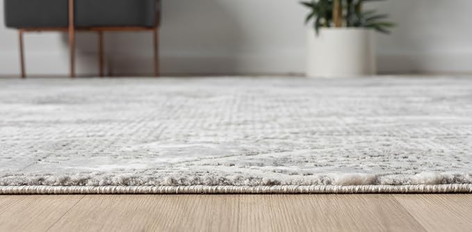 Adel Modern Area Rug for Living Room, 5x7 Rustic Distressed Abstract Gray Rug, Medium Pile Stain Resistant Carpet for Bedroom, Dining Room or Kitchen (5' x 7', Gray)