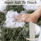 5x7 Area Rugs for Living Room Bedroom, Soft Fluffy Shaggy Bedside Rug, Indoor Floor Carpet for Kids Playroom, Dorms, Nursery Rooms, Home Decor (Olive Green & White 5'x7')
