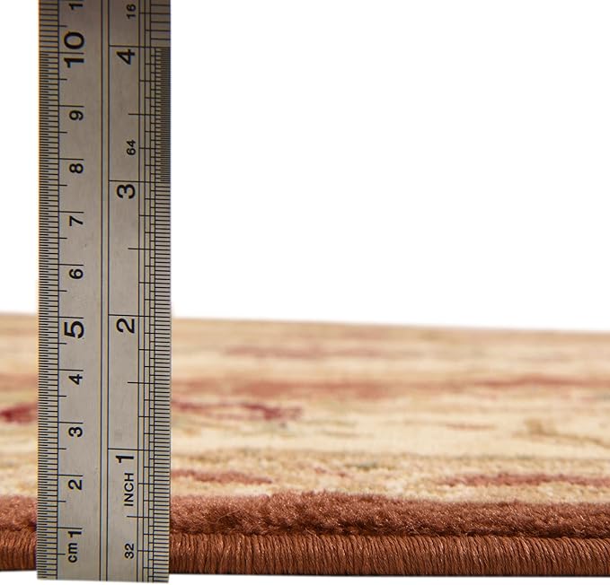 Rugs.com Chateau Collection Rug – 10 Ft Square Brick Red Medium Rug Perfect for Living Rooms, Kitchens, Entryways