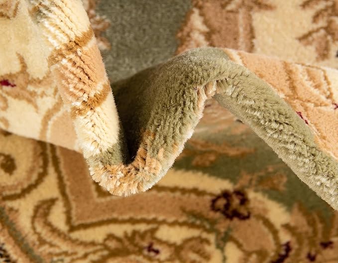 Rugs.com Chateau Collection Rug – 8' Octagon Green Medium Rug Perfect for Living Rooms, Kitchens, Entryways