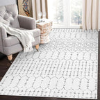 Lahome Moroccan Living Room Area Rug - Washable Rugs 5x7 Non-Slip Soft Throw Rugs for Bedroom White Lightweight Large Rug, Modern Geometric Print Low-Pile Capet for Classroom Office Dining Room(White)