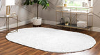 Unique Loom Davos Shag Collection Area Rug - Solid (5' 3" x 8' Oval, White/ Ivory)