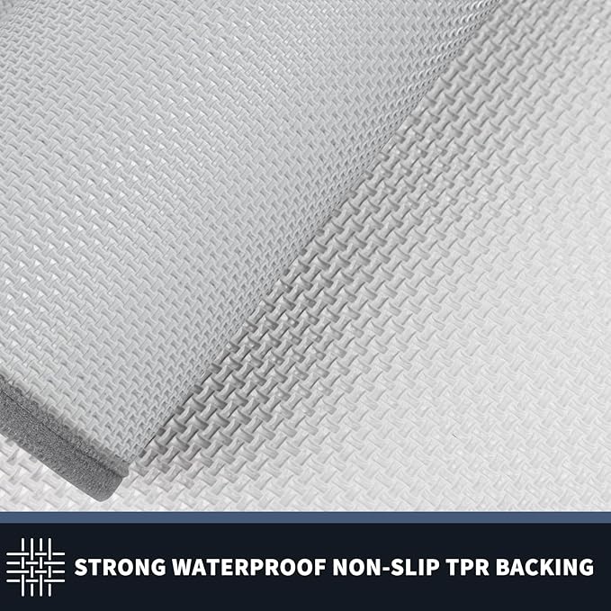 PURRUGS Dirt Trapping Door Mat 20" x 32", Non-Slip/Skid Machine Washable Entryway Rug, Shoes Scraper, Throw Rug, Super Absorbent Area Rug for Muddy Wet Shoes and Paws, Light Grey & Grey