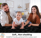 Beglad Shag Rugs for Living Room, Black Area Rugs 5x7 Feet Upgrade Anti-Skid Modern Minimalist Style Memory Foam Rugs for Bedroom, Indoor Carpet Suitable for Boys Teens Room Decor