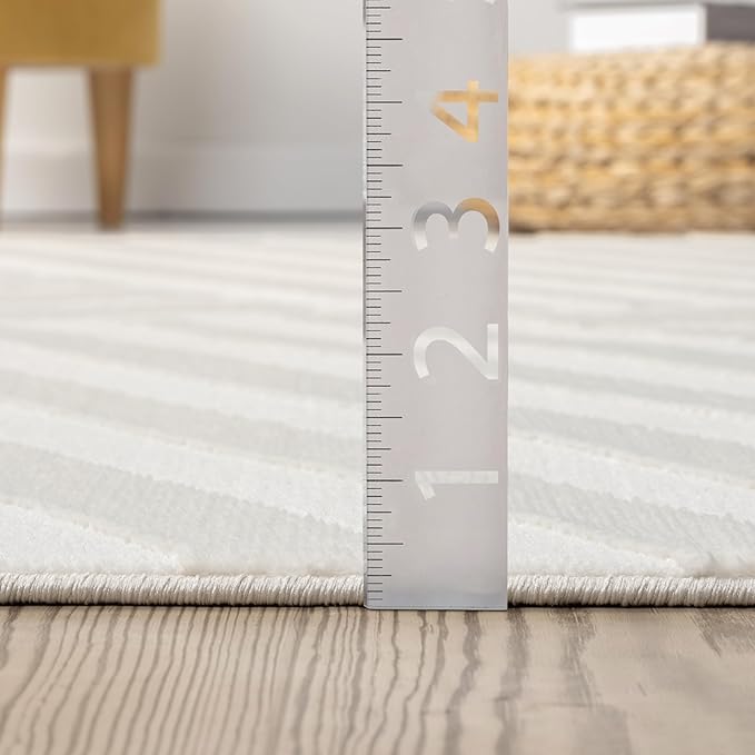 Abani Zen 4' x 6' Cream Rug – Neutral Modern Linear Pattern, Medium Soft Area Rug for Living Room & Bedroom, Durable & Easy to Clean