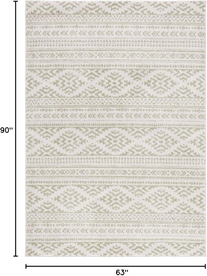 SAFAVIEH Tulum Collection Area Rug - 5'3" x 7'6", Ivory & Sage, Moroccan Boho Tribal Design, Non-Shedding & Easy to Clean, Ideal for Living Room, Bedroom, Dining Space (TUL272H)