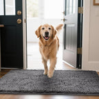 Chenille Absorbent Front Door Mat 60" x 24", Dog Door Mat for Muddy Paws, Dirt Trapper Doormat, Mud Mat for Dogs, Washable Non Slip Outdoor Indoor Doormats for Entryway, Grey