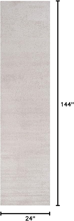 Eyely UES100D-212 Supersoft Haze Solid Low-Pile Indoor Runner Rug, Coastal, Bohemian, Minimalist, Classic, Casual for Bedroom,Kitchen,Living Room,Non Shedding,Easy-Washing, Ivory, 2 X 12