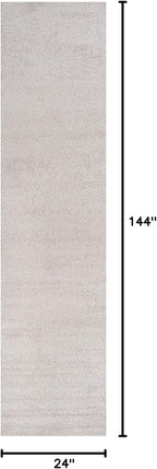 Eyely UES100D-212 Supersoft Haze Solid Low-Pile Indoor Runner Rug, Coastal, Bohemian, Minimalist, Classic, Casual for Bedroom,Kitchen,Living Room,Non Shedding,Easy-Washing, Ivory, 2 X 12